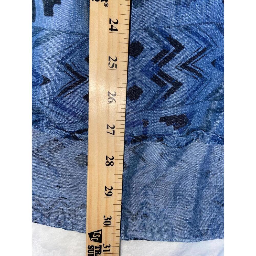 Philosophy Womens Dress Tunic Sz Large Aztec Chambray Western Boho Streetwear - Picture 6 of 12